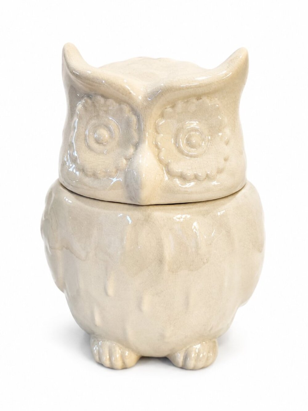 Threshold Owl Cookie Jar Cream Crackle Glaze Stoneware Ceramic Owl Canister